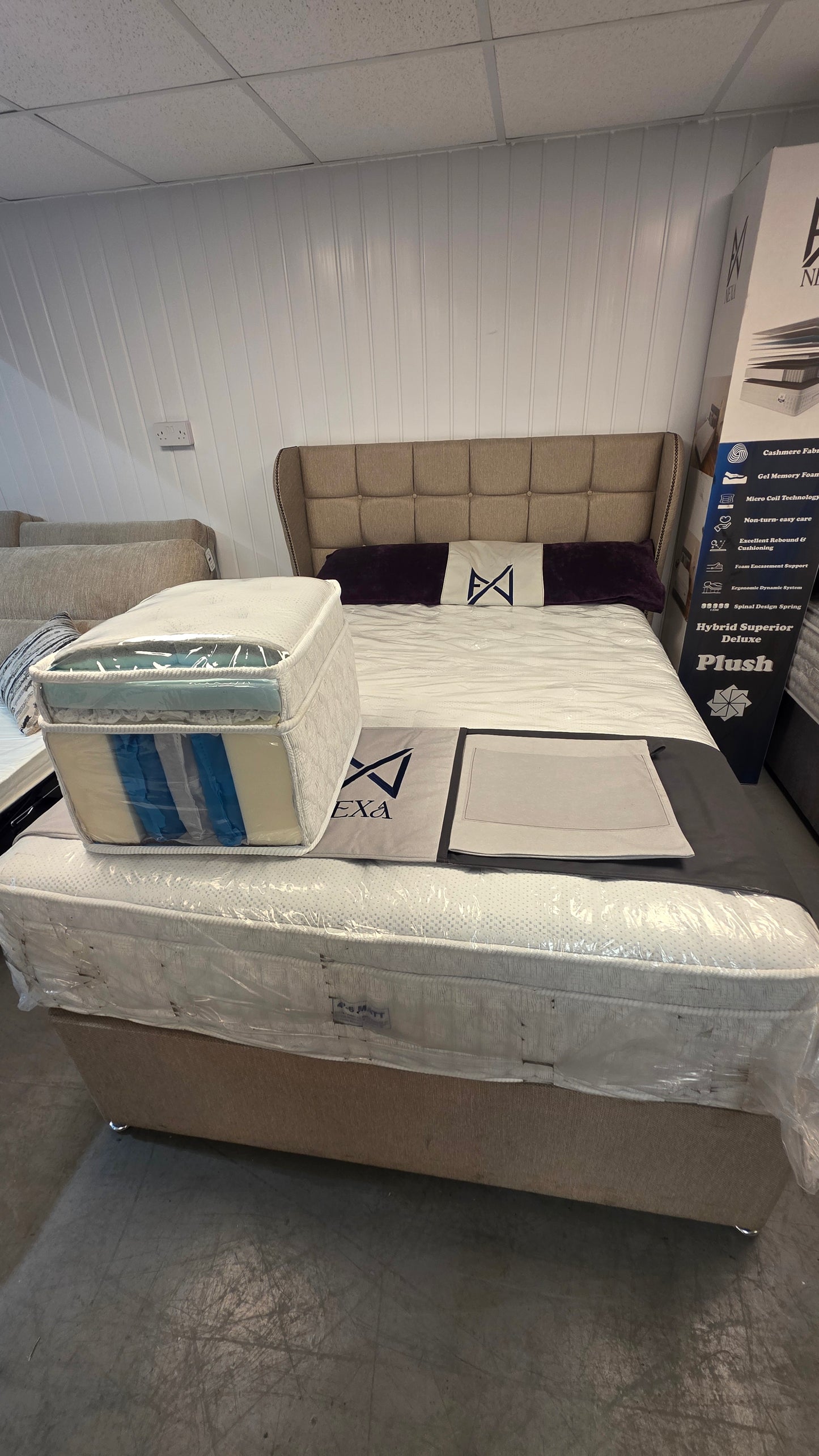 Healthy Sleep Mattress Nexa Plush 32cm deluxe pocket spring mattress, showing its soft surface and plush design for comfort.