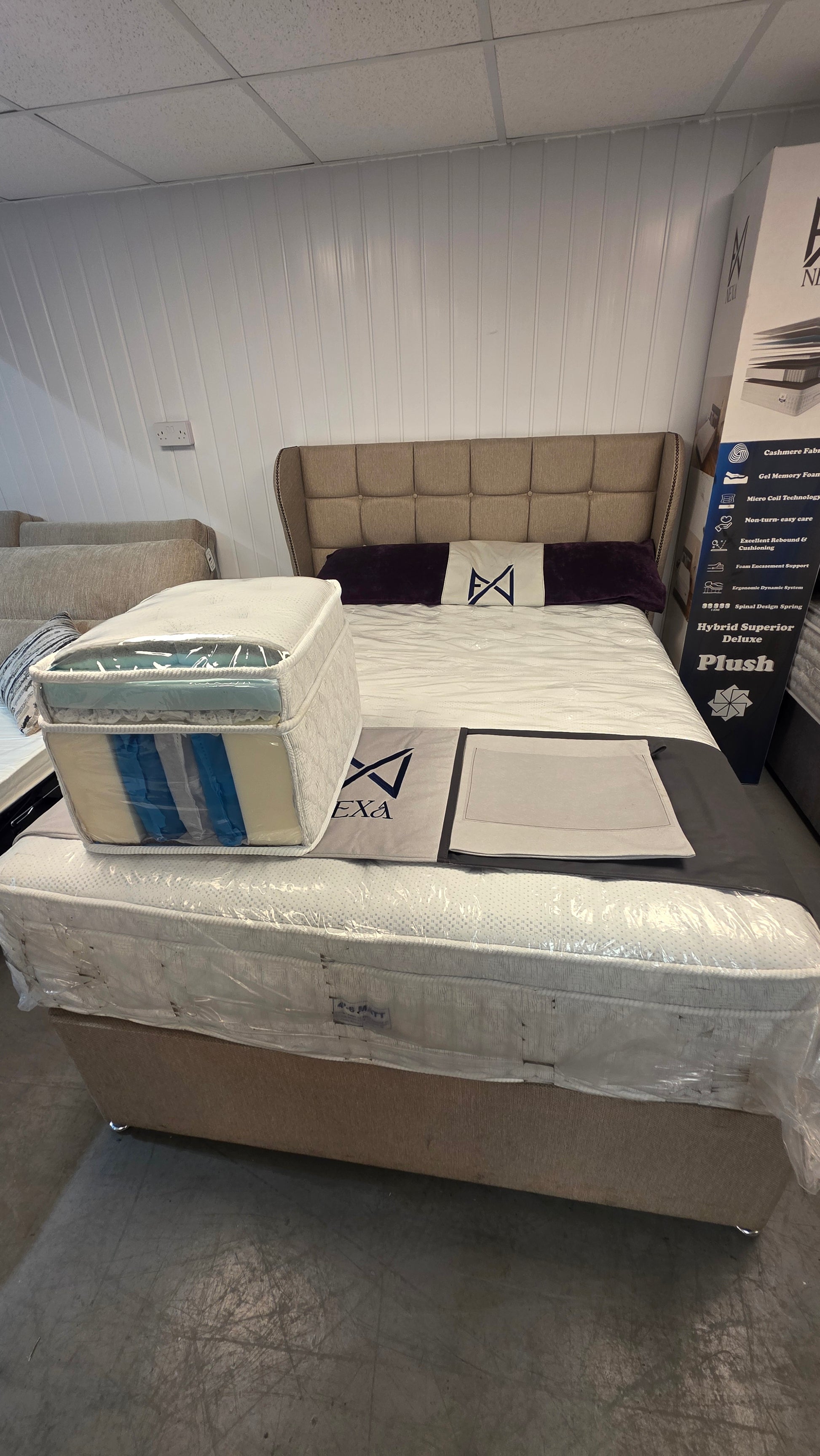 Healthy Sleep Mattress Nexa Plush 32cm deluxe pocket spring mattress, showing its soft surface and plush design for comfort.