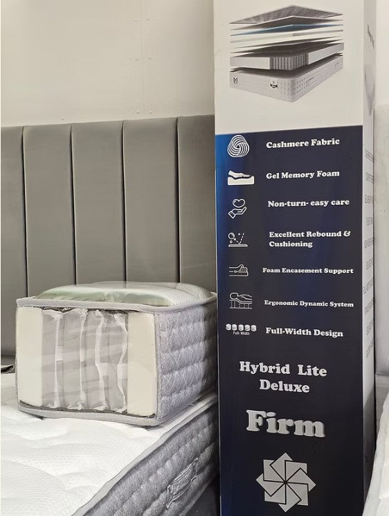 Healthy Sleep Firm NEXA Hybrid Lite Deluxe 28cm mattress with 1000 pocket spring system, showcasing its plush surface and supportive design.