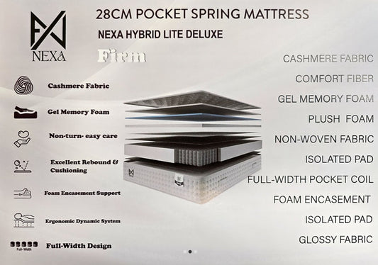 Firm NEXA Hybrid Lite Deluxe 28cm Pocket Spring Mattress