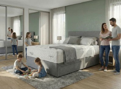 Full view of the Neo Gravity Cloud full foam mattress by Healthy Sleep Mattress, showcasing its plush, supportive surface.