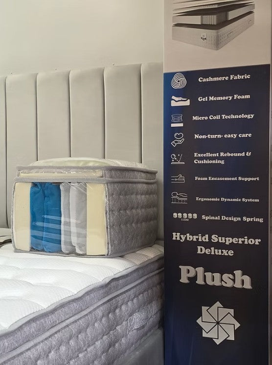 Healthy Sleep Mattress Nexa Plush 32cm pocket spring mattress with 2000 springs and deluxe hybrid comfort, shown in the image.